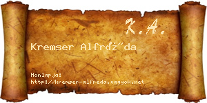 Kremser Alfréda névjegykártya